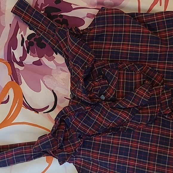 SOLD! Ralph Lauren Girl's Blue and Red Plaid Tank Top Shirt Size 8 - Picture 3 of 4